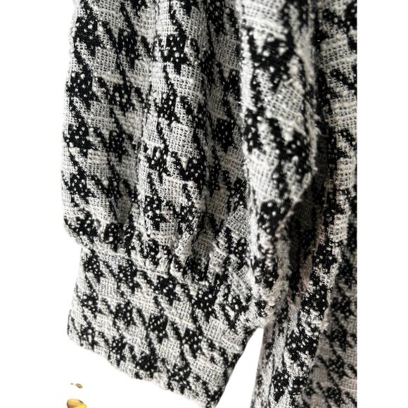 Ann Taylor Women’s Black White Houndstooth Pullover Top 3/4 Sleeve Mock Neck M - Picture 8 of 11
